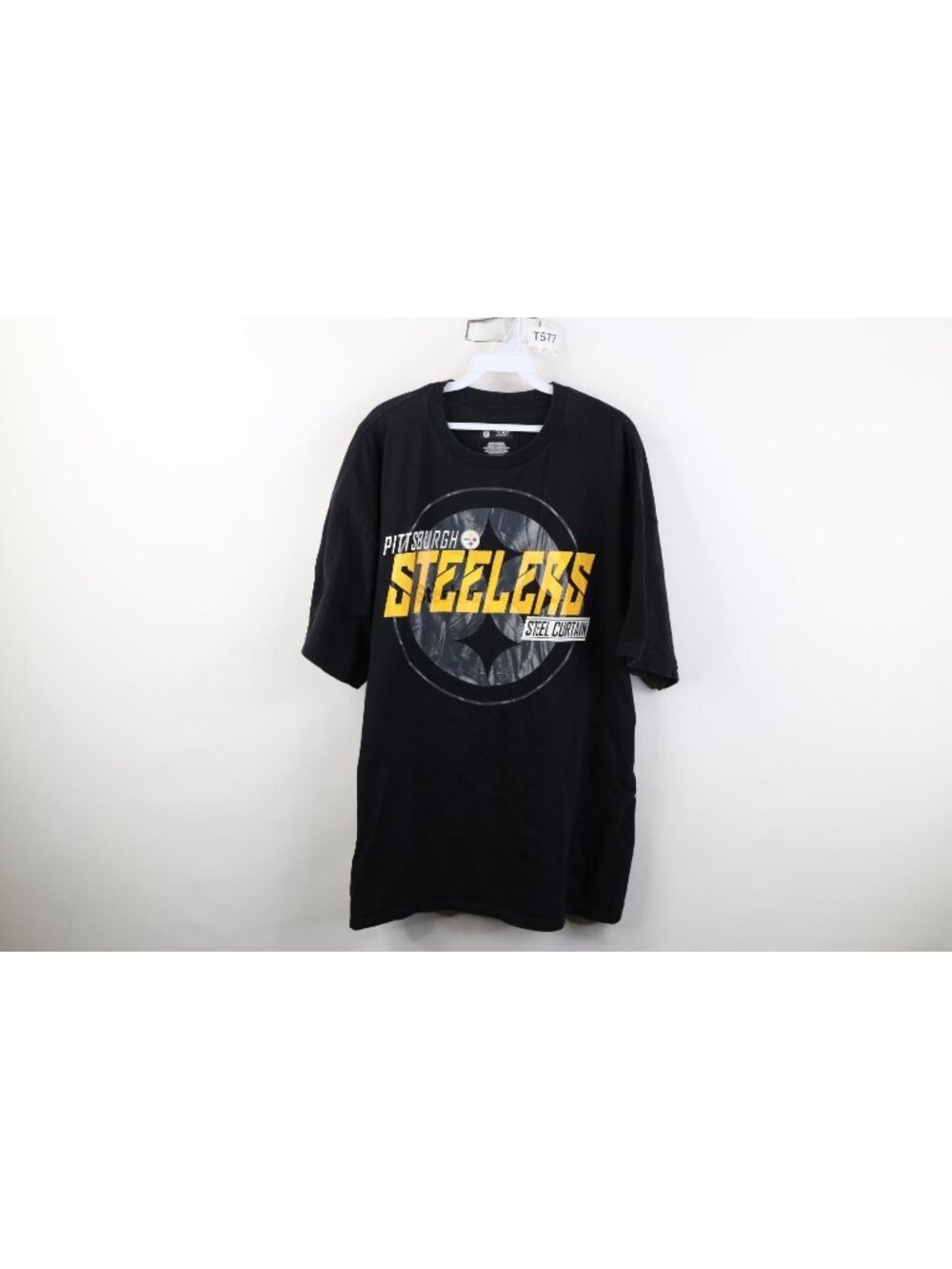 Vtg Mens 2XL Faded Spell Out Steel Curtain Pittsburgh Steelers Football T-Shirt